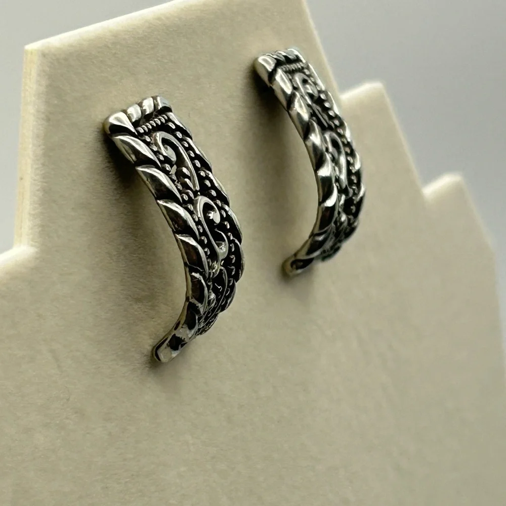 Brighton Jewelry Vintage Post Earrings Curved Studs Silver Plated No Backs - Picture 6 of 9